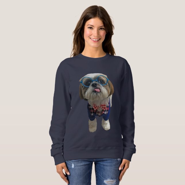 Moletom Cão de Shih Tzu do hipster (Frente Completa)