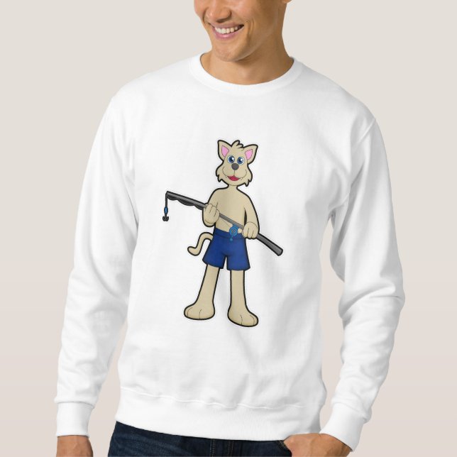 Moletom Cão na pesca com vara de pesca e peixe (Frente)
