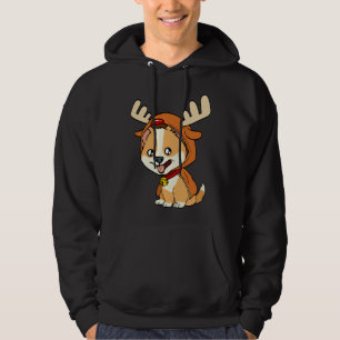 Moletom Cãozinho de Corgi vestido com cães de rena Xmas