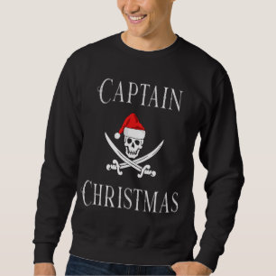 Moletom Capitão Feriado Natal Pirata Skull Santa Hat B