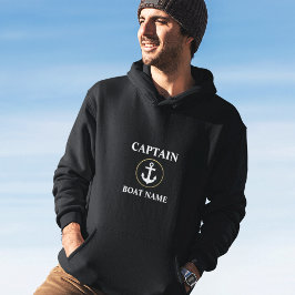 Moletom Capitão Náutico Nome do Barco Ancorar Dourado Blad