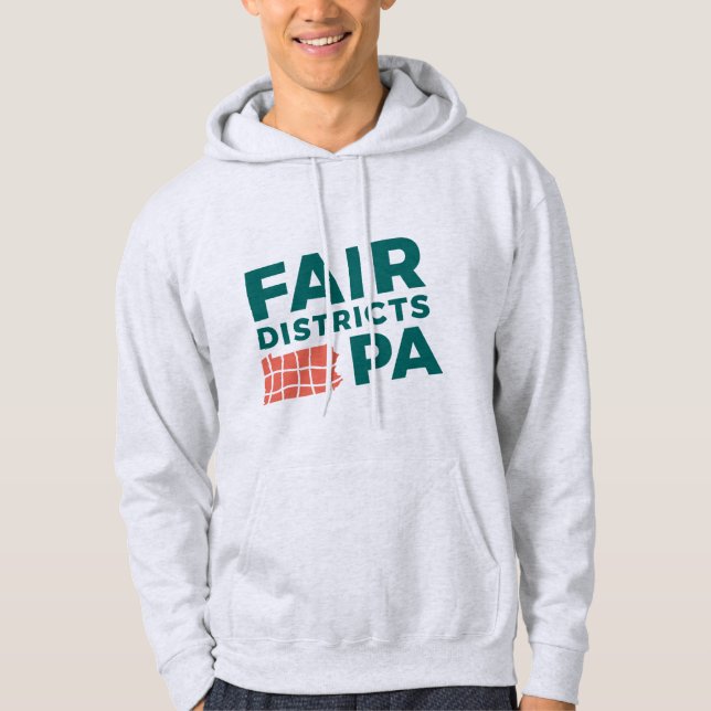 Moletom Capuz Cinza Clássico Fair Districts PA (Frente)