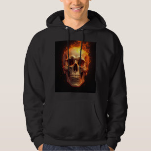Moletom capuz com estampa de caveira em chamas