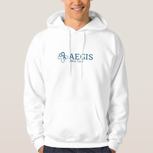Moletom Capuz com Logo Central Aegis Branco (Frente)