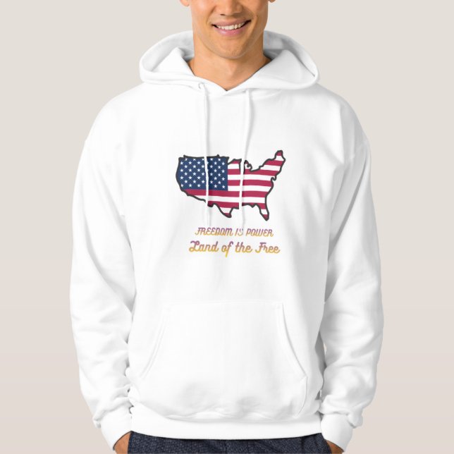 Moletom Capuz da Bandeira EUA - Liberdade é Poder (Frente)