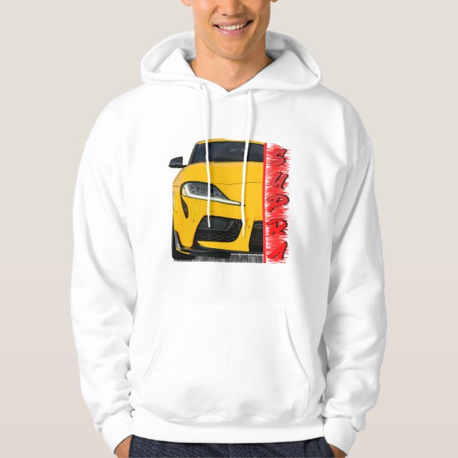 Moletom capuz de carro desportivo amarelo (Frente)