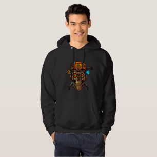 Moletom Capuz de Mecânico Steampunk Cyber Skull