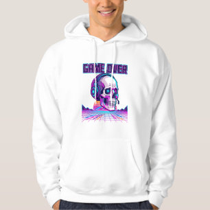 Moletom Capuz Gráfico de Caveira de Jogo Retro Synthwave G