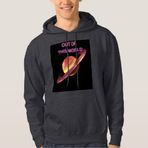 Moletom Capuz Masculino Saturno Rosa Neon Fora Deste Mundo