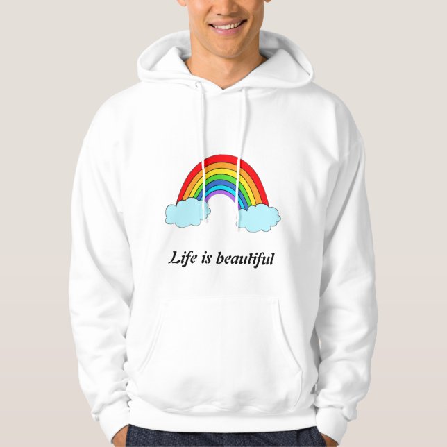 Moletom Capuz Personalizado Arco-Íris | Nome & Citação Per (Frente)