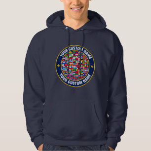 Moletom Capuz Todas as Bandeiras, Design Unisex Personaliz