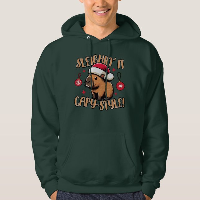 Moletom Capy Holidays - Adorável Design de Natal Capybara (Frente)