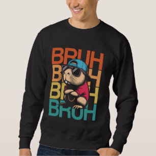 Moletom Capybara Bruh Funny Capybara Lover Vintage Retro