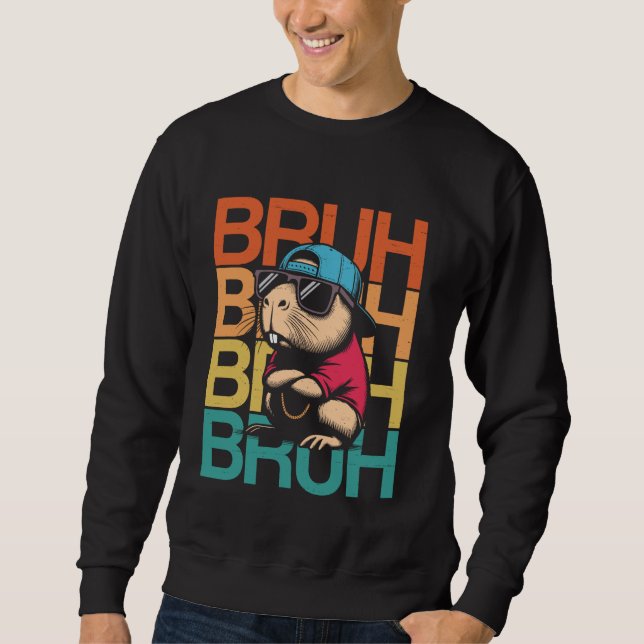 Moletom Capybara Bruh Funny Capybara Lover Vintage Retro (Frente)