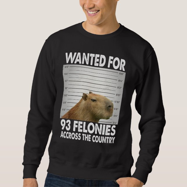 Moletom Capybara Mugshot Wanted For 93 Felonies Across The (Frente)