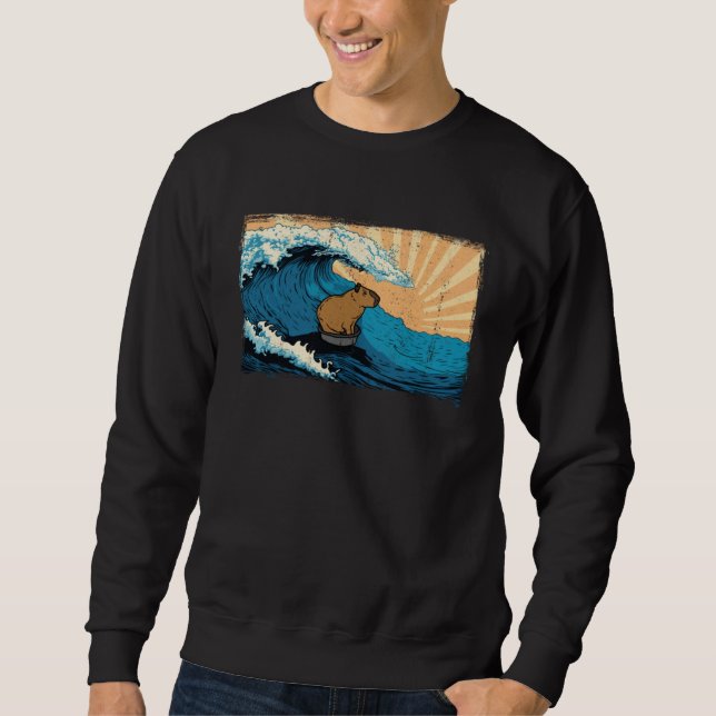 Moletom Capybara Wave  Surfing Rodent Animal (Frente)