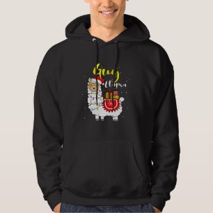 Moletom Cara de Lhama Luzes Chapéu de Papai Noel Natal Fam