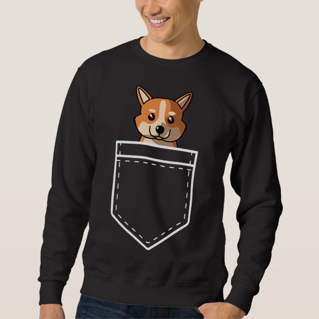 Moletom Cardigan Welsh Corgi Mãe No Bolso Da Frente (Frente)
