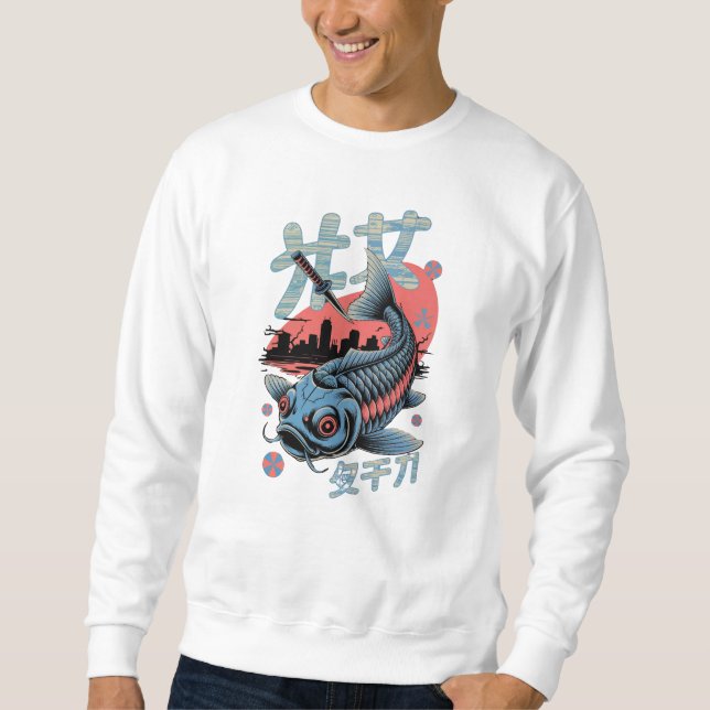 Moletom Carpa Cyberpunk – Peixe Japonês Futurista (Frente)