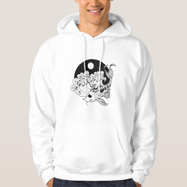 Moletom Carpa japonesa koi com fundo Yin & Yang (Frente)