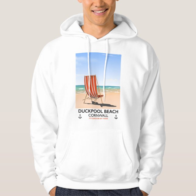 Moletom Cartaz de viagem da Praia de Duckpool Cornwall (Frente)