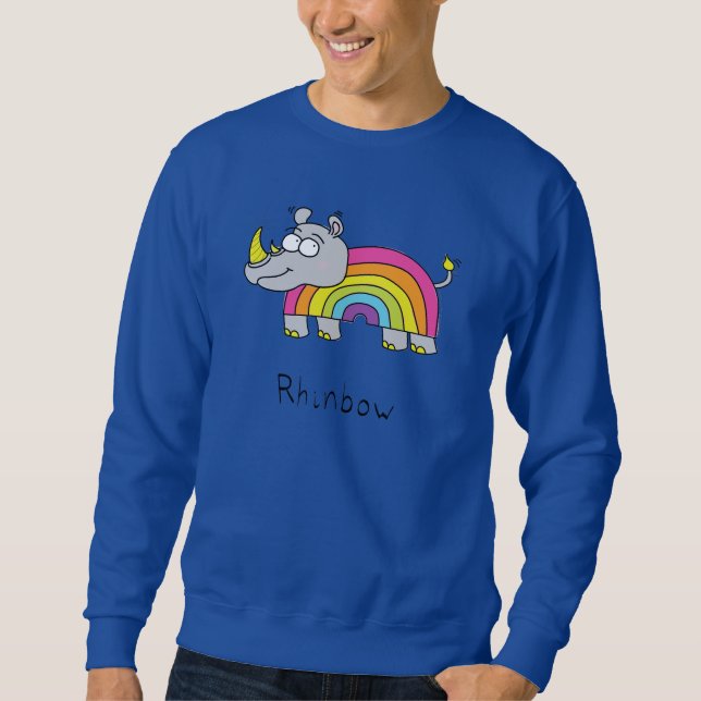 Moletom Cartografia Engraçado Rhino Rainbow Cute Kids (Frente)