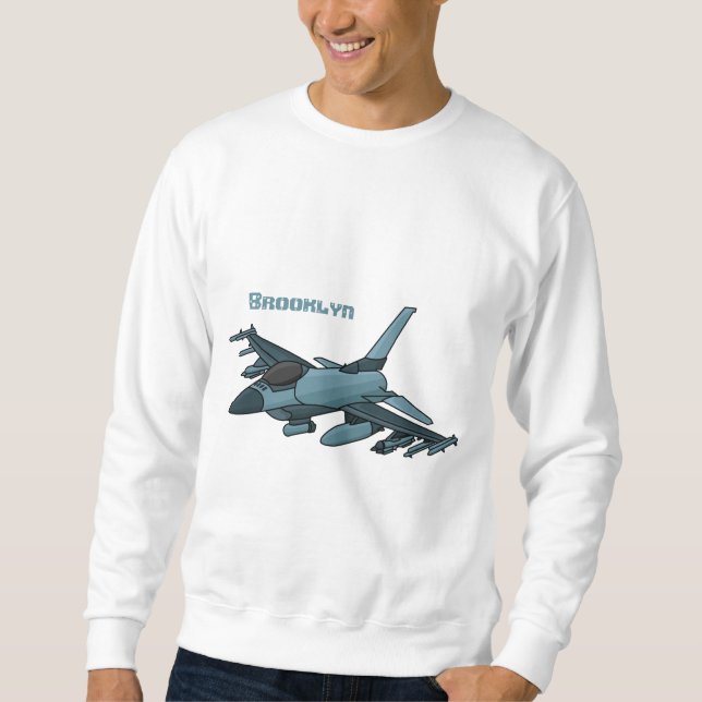 Moletom Cartoon de avião de combate militar (Frente)