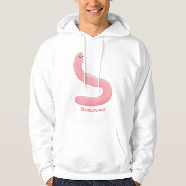 Moletom Cartoon de minhoca rosa-branca (Frente)