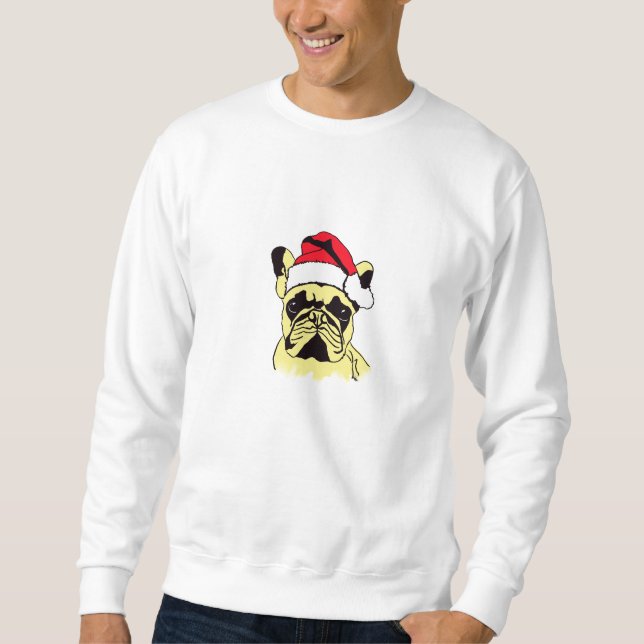 Moletom Cartoon de Natal do Bulldog Francês (Frente)