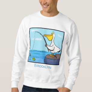 Moletom Cartoon pelicano de pesca engraçado