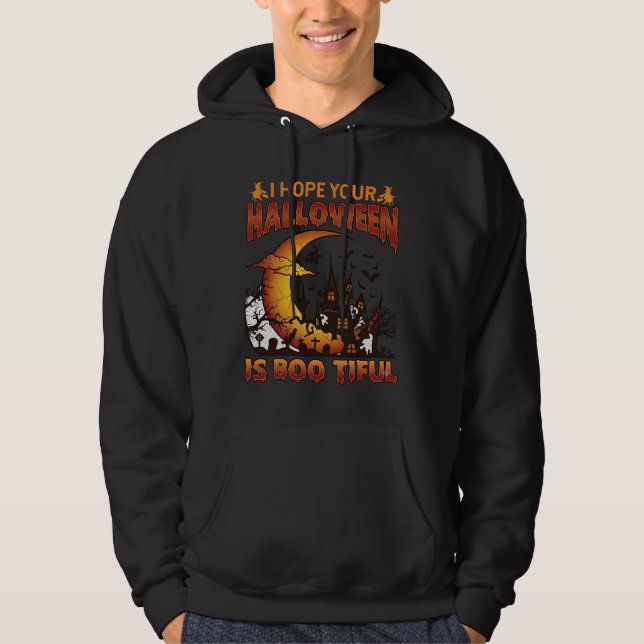 Moletom Casa Assombrada Boo Tiful de Halloween Lua Crescen (Frente)