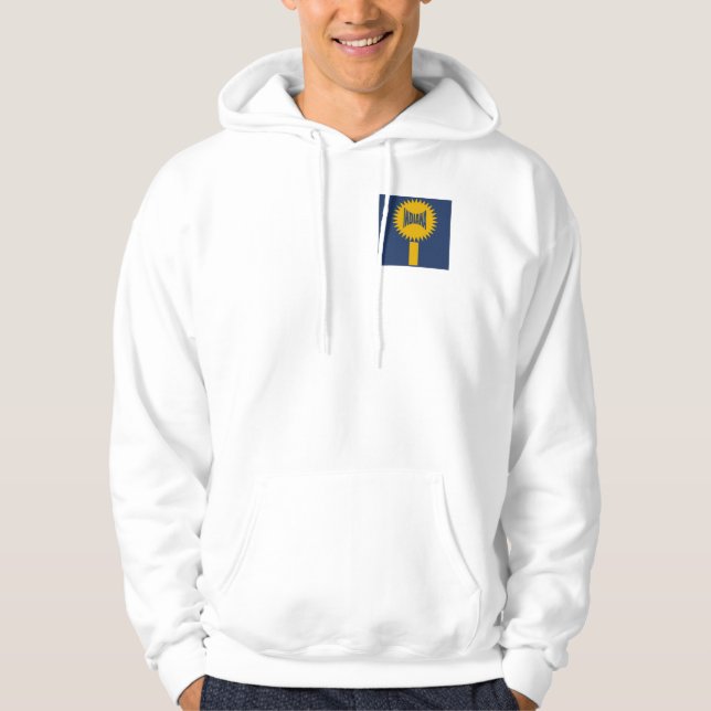 MOLETOM CASACO A CAPUZ BRANCO COBERTURA DESENHO INDIANA (Frente)