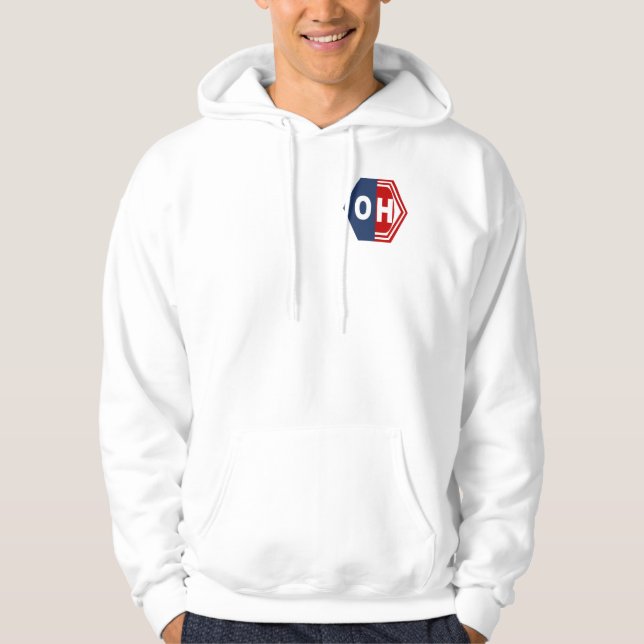 MOLETOM CASACO A CAPUZ BRANCO COBERTURA DESENHO OHIO (Frente)