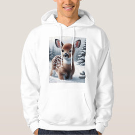Moletom Casaco com Capuz de Cervos Filhotes na Neve Unisex