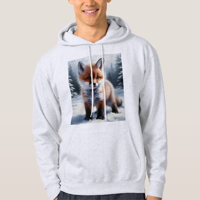 Moletom Casaco de Inverno com Capuz de Raposa Nova para Ho (Frente)