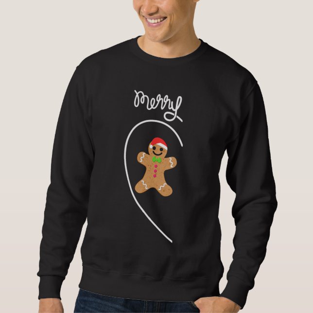 Moletom Casais Feliz Natal Gingerbird Boy Engraçado Matriz (Frente)