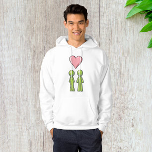 Moletom Casal de Bonecos de Pau Verde Coração Rosa Amor