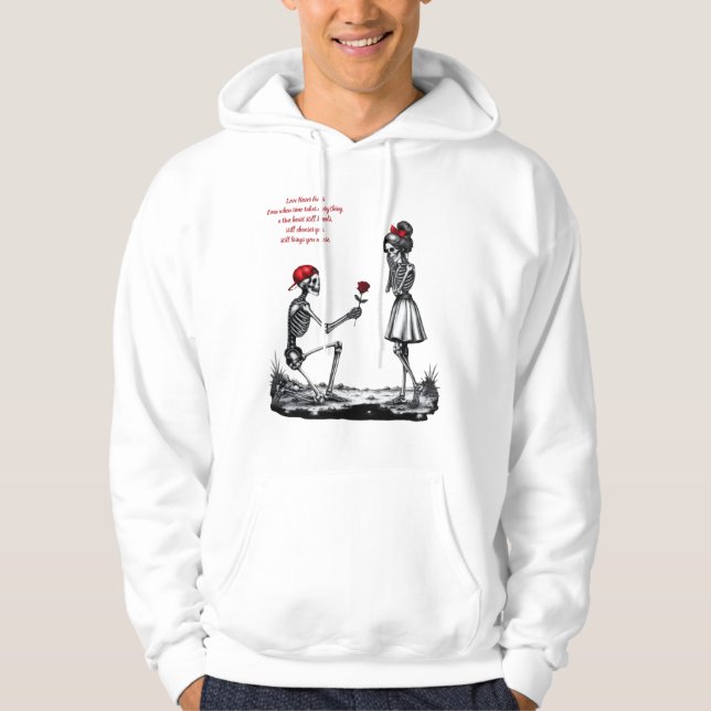Moletom Casal de Esqueletos Amor Nunca Desvanece (Frente)