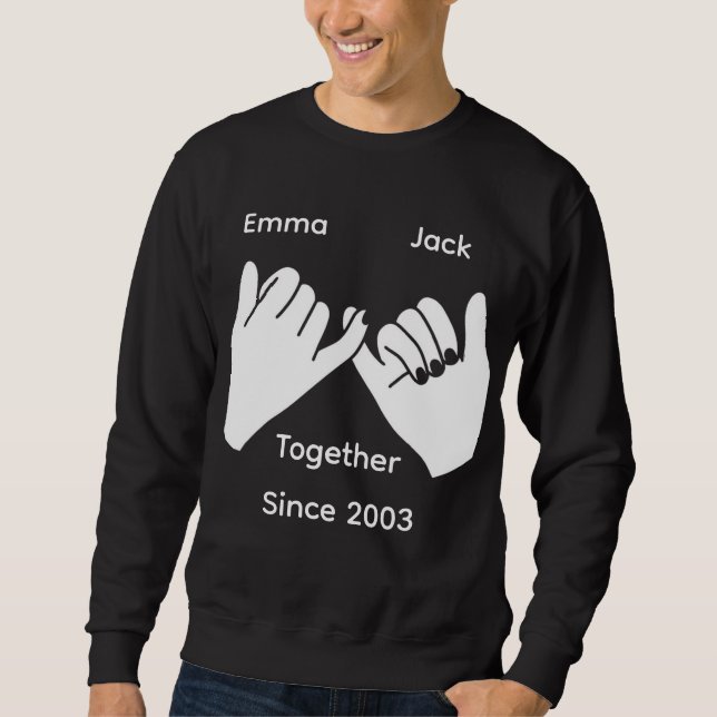 Moletom Casal personalizado com nomes e ano personalizados (Frente)