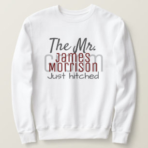 Moletom Casamento de Script do Sr. Newlywn Modern Maroon