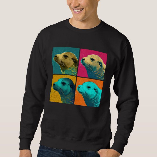 Moletom Caspian Seal Pop Illustration Colorful Animal Men (Frente)