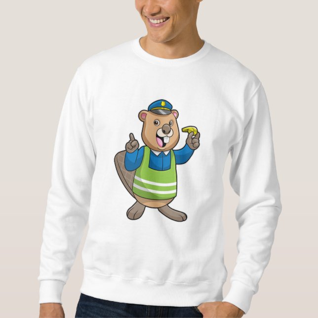 Moletom Castor como agente da polícia com assobio (Frente)