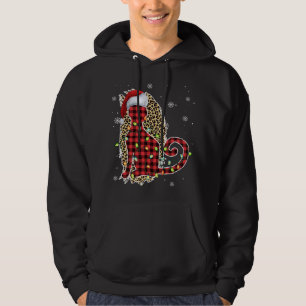 Moletom Cat Christmas Lepard Buffalo Xadrez Red Santa Hat