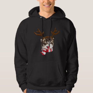 Moletom Cat Christmas Reindeer Antlers Engraçado Catmas Na