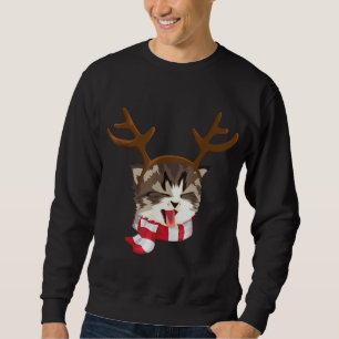 Moletom Cat Christmas Reindeer Antlers Engraçado Catmas Na