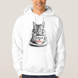 Moletom Cat Coffee – Caffeine or Chaos Funny Quote Hoodie