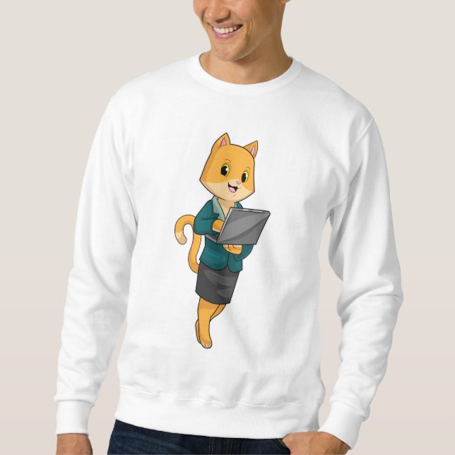 Moletom Cat como Secretário com Laptop (Frente)