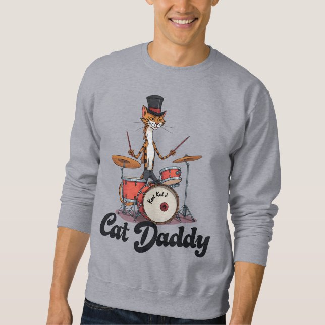 Moletom Cat Daddy Musician Drummer | Tabby Cats Art Lover (Frente)