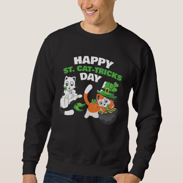 Moletom Cat Happy St Catricks Day Ireland Party Irish Kitt (Frente)