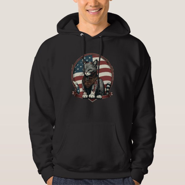 Moletom Cat Kitten 4th Of July American Flag (Frente)